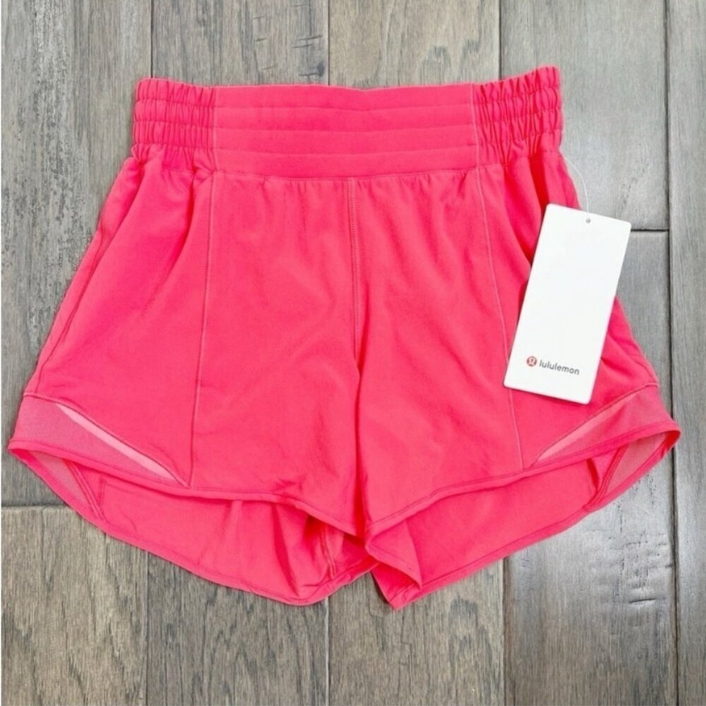 Lululemon NWT Hotty Hot Short *High-Rise Long 4" Glaze Pink - Picture 2 of 9